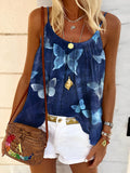 Women's Vacation Vintage Butterfly Art Print Tank Top