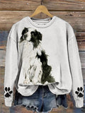 Comstylish Border Collie Dog Paw Prints Comfy Sweatshirt