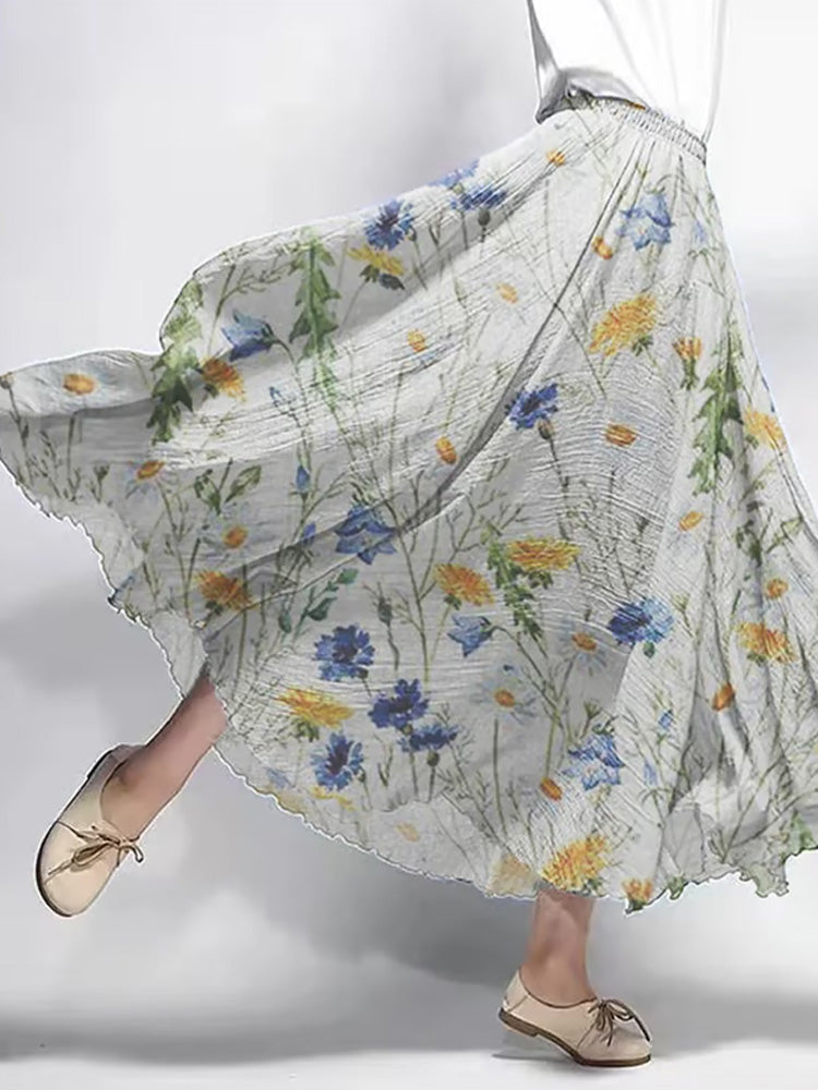 Women's Vintage Botanical Floral Print Skirt elevenforest
