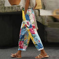 Women's Vintage Floral Patchwork Cotton And Linen Casual Pants elevenforest
