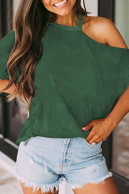 Split Joint Asymmetrical Collar T-shirts(7 Colors)