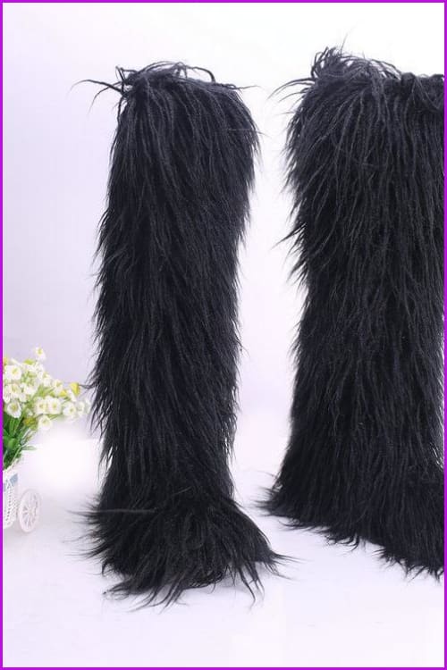 [pre-] 12 Colors Faux Fur Over Knee Boots F373