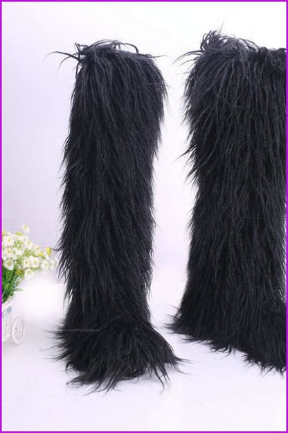 [pre-] 12 Colors Faux Fur Over Knee Boots F373