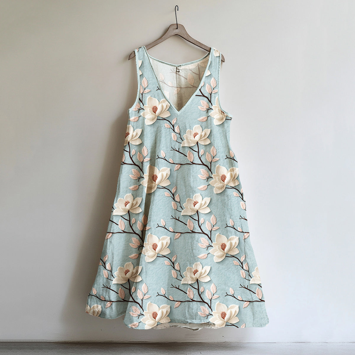 Women's Vintage Magnolia Floral Print Dress elevenforest