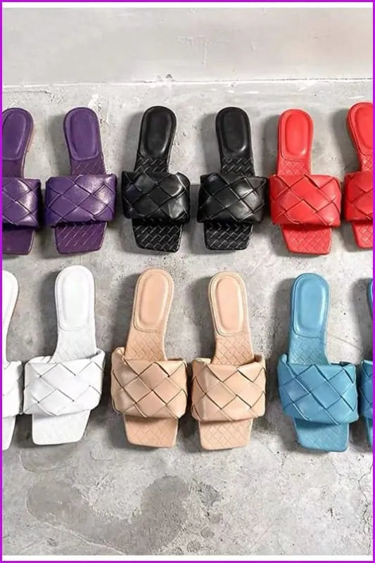 Weave Leather Slippers F1147
