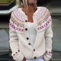 Vintage Fairman Island Purple Floral Art Pattern Cozy Sweater elevenforest