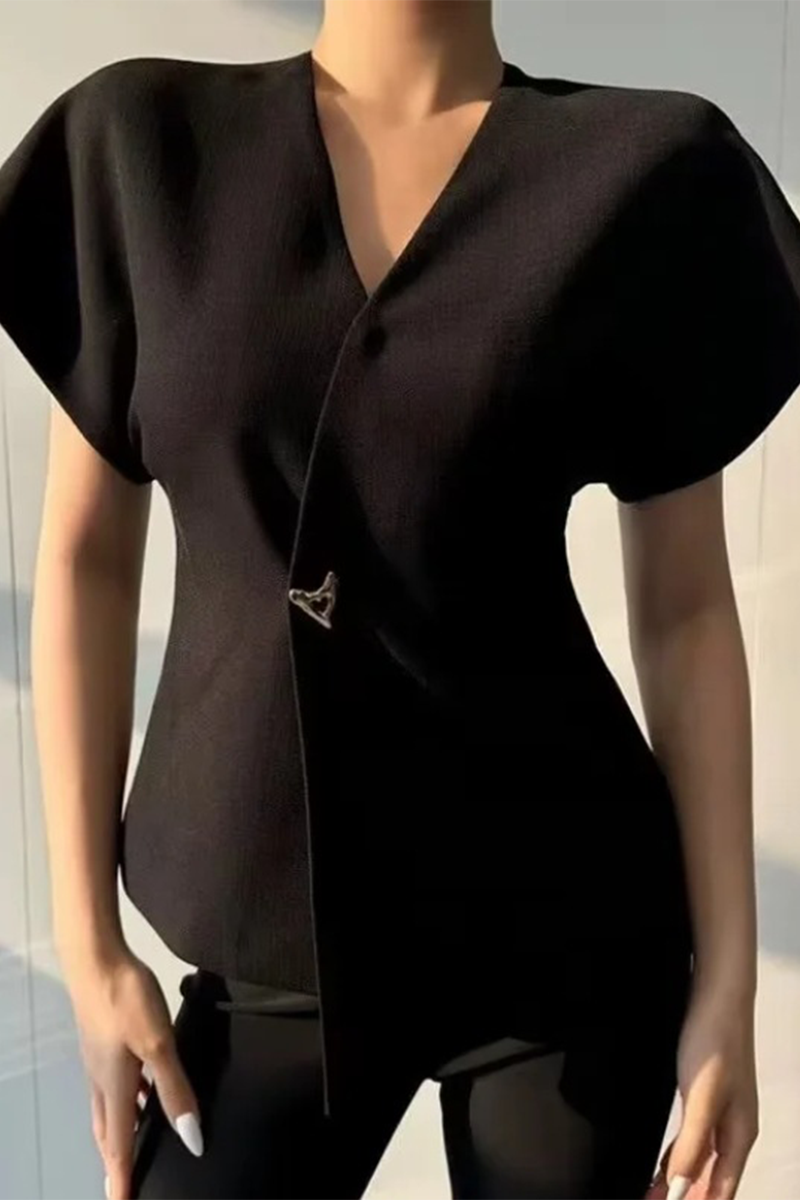 Color Metal Accessories Trim V Neck Waistcoats