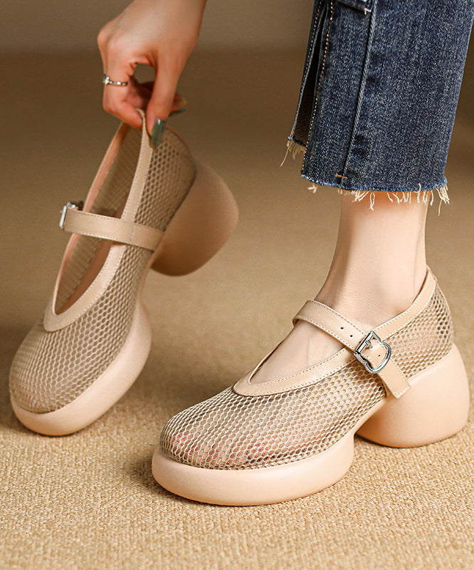 Boutique Splicing Chunky Sandals Black Breathable Mesh Ag1028