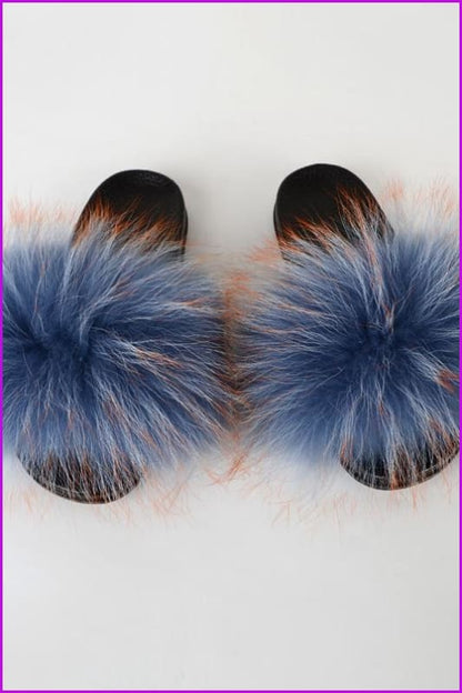 {5-7 Days Wait for Make} New Color Raccoon Fur Slides F581