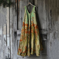 Vintage Rust Art Loose Tank Midi Dress elevenforest
