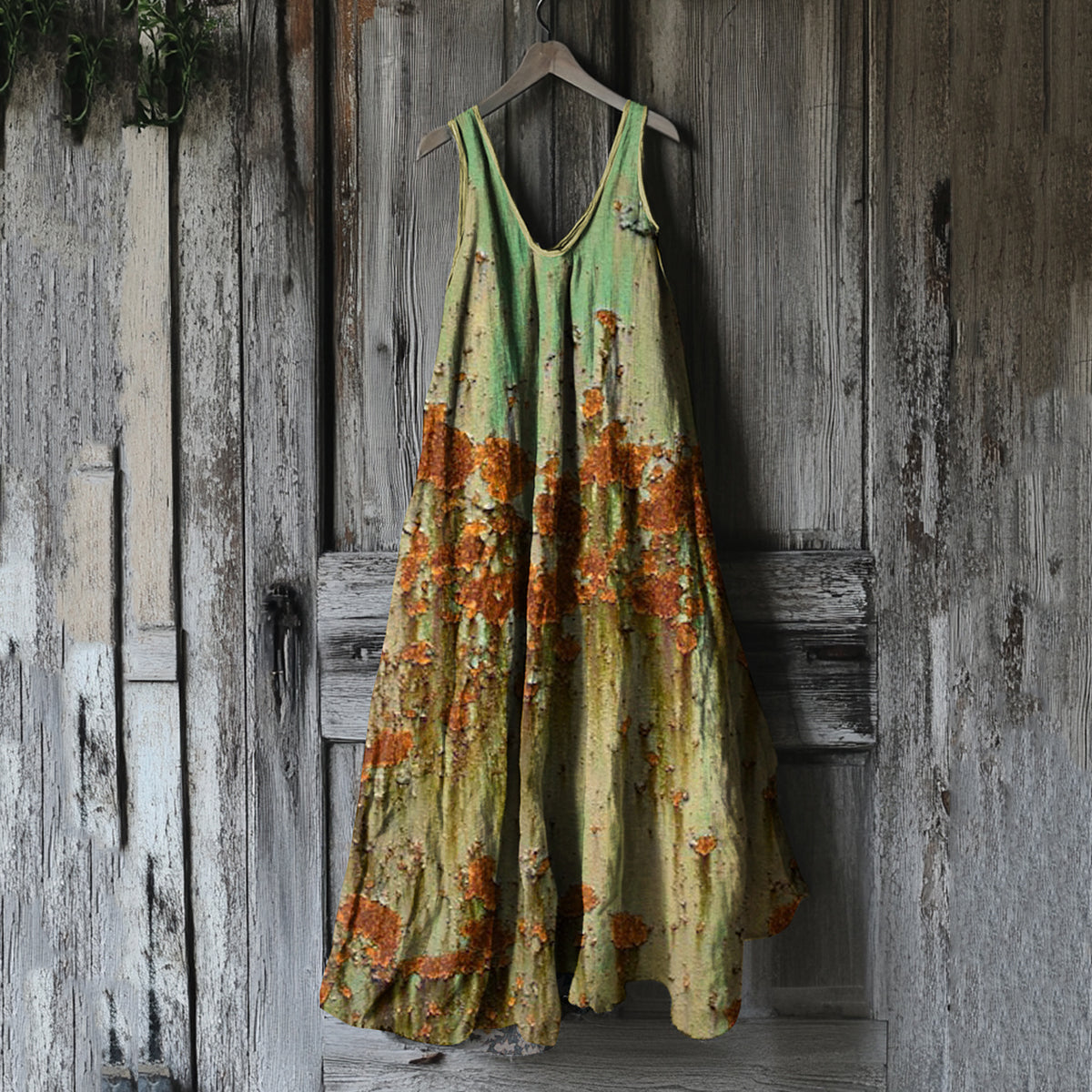 Vintage Rust Art Loose Tank Midi Dress elevenforest