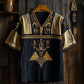 Vintage Ancient Egyptian Pyramid Balance Scale Art Cotton And Linen Shirt elevenforest