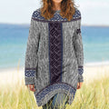 Women's Irish Celtic Knotted Shamrock Contrast Jacquard Sweater Dress elevenforest