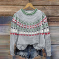 Vintage Santa Claus Contrast Jacquard Crew Neck Sweater elevenforest