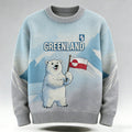 Comstylish Retro Greenland Bear Pattern Crew Neck Casual Sweater