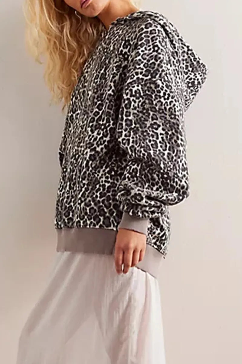 Street Flowers Snakeskin Print Leopard Pocket Hoodies(5 Colors)