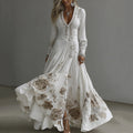 Women's Vintage Rose Embroidery Art Casual Maxi Dress elevenforest