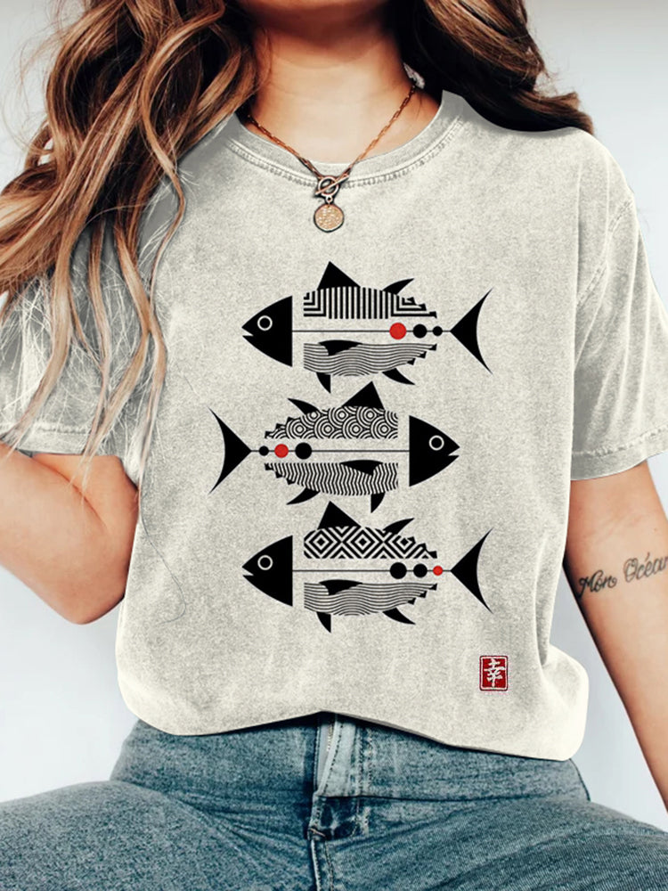 Arrange Fish Japanese Art Vintage T Shirt elevenforest