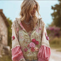 Women's Patchwork Floral Vintage Hooded Sweater Cardigan elevenforest