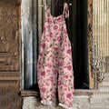 Women's Bohemian Floral Linen Jumpsuit elevenforest