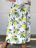 Elegant And Fresh Lemon Fruit Printed Women's Casual Cotton And Linen