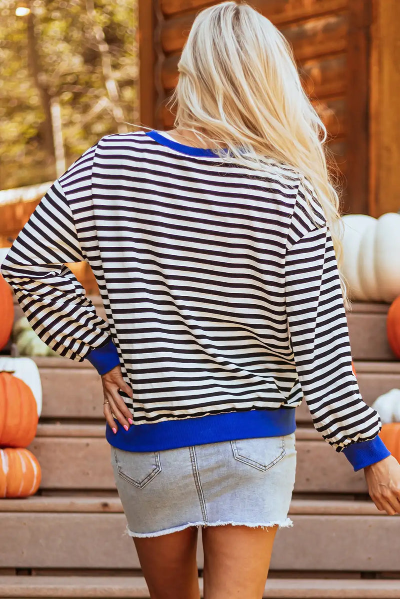 Glitter Halloween Pumpkin Print Oversized Sweatshirt