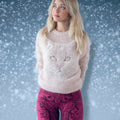 Lovely Cat Face Embroidered Round Neck Cozy Knit Sweater elevenforest