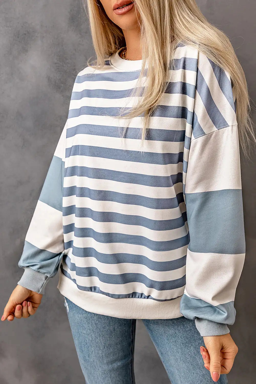 Striped Drop Shoulder Sweatshirt
