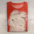 Comstylish Women's Cute Dog Art Vintage Washed T Shirt
