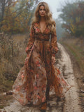 Women's Retro Pastoral Cotton And Linen Floral Embroidery Print Dress elevenforest