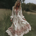 Women's Vintage Floral Art Linen Dress elevenforest