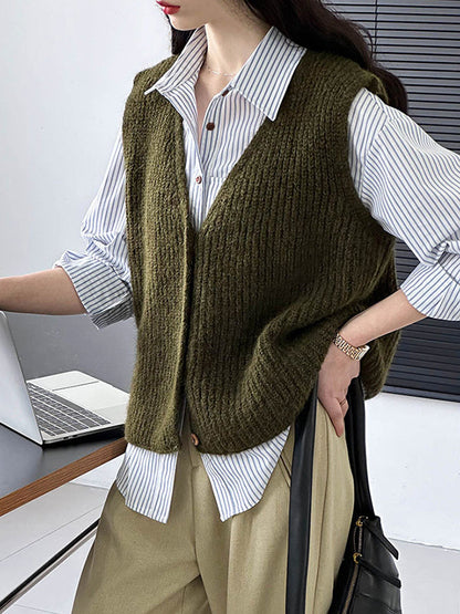 Long Sleeves Loose Buttoned Pockets Striped Lapel Blouses&shirts Tops