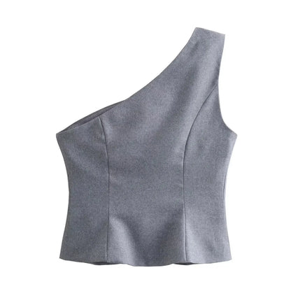 Asymmetric Vest Pleated Design Skinny Pant Set – Stylish and Outfit for