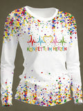Comstylish Frauen Kölner Karneval Konfetti Im Herzen Print Lässig Langarm T-shirt