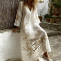 Women's Japanese Cherry Blossom And Pine Tree Art Pattern Linen Dress elevenforest