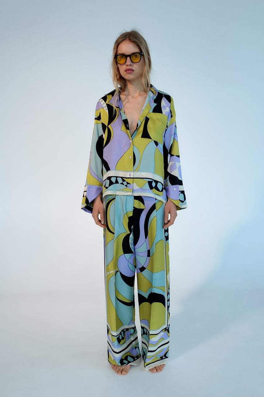 Pajama Style Loose Blouse Two-piece Set