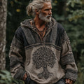 Men's Viking Nordic Life Of Tree Knot And Color Block Bohemian Hoodie elevenforest