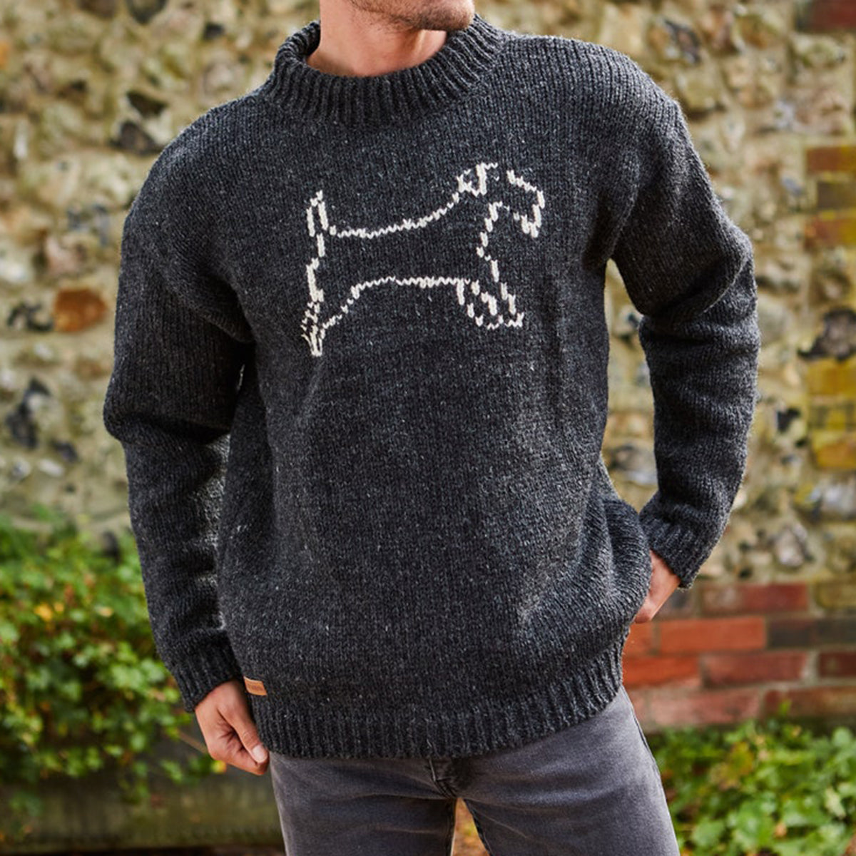Mens Vintage Fair Isle Terrier Knit Art Cozy Sweater elevenforest