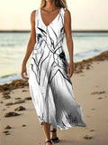 Women's Floral Art Print Pocket Cotton Dresses