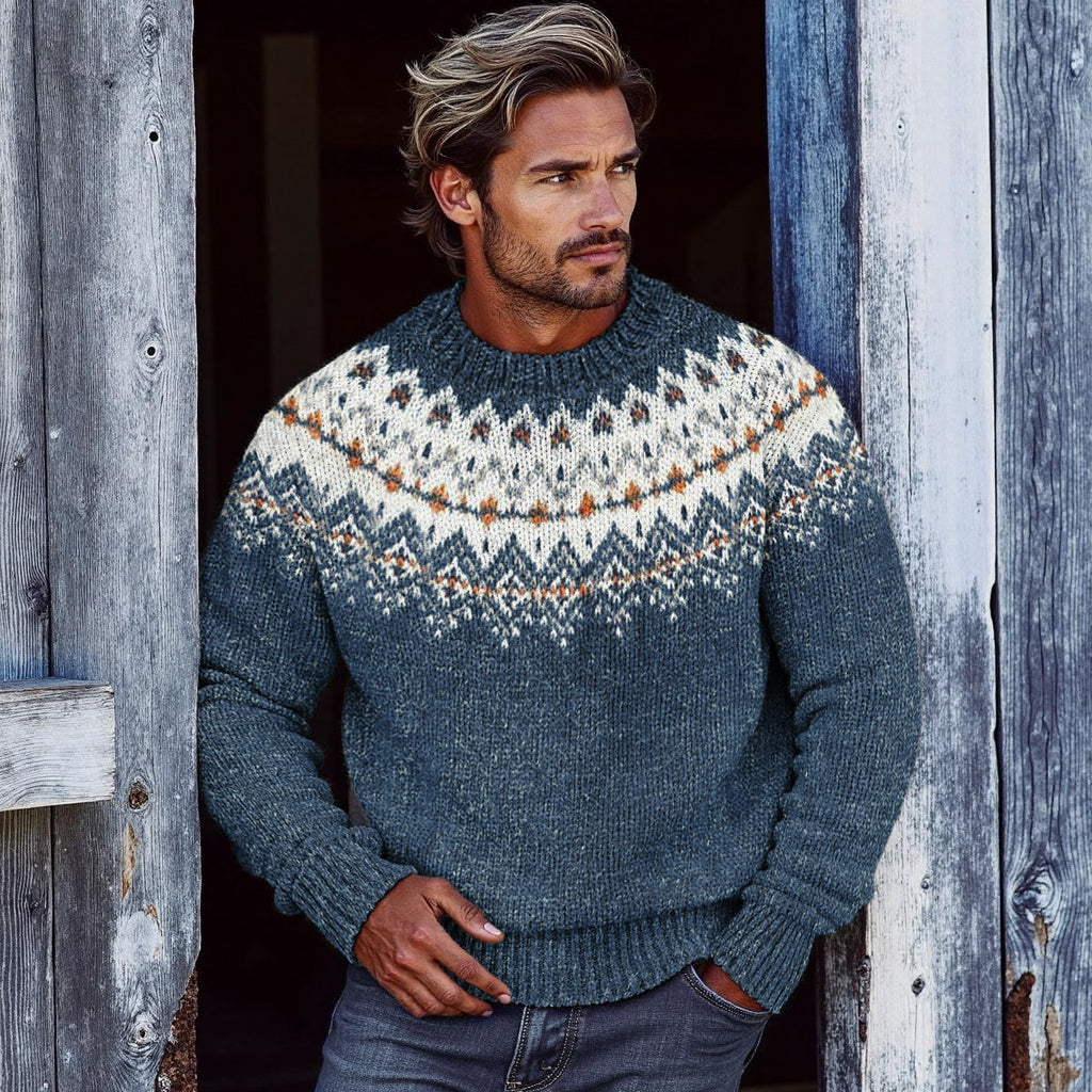 Men's Vintage Fairman Island Jacquard Sweater elevenforest