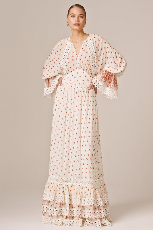 V-neck Waist Maxi Dress