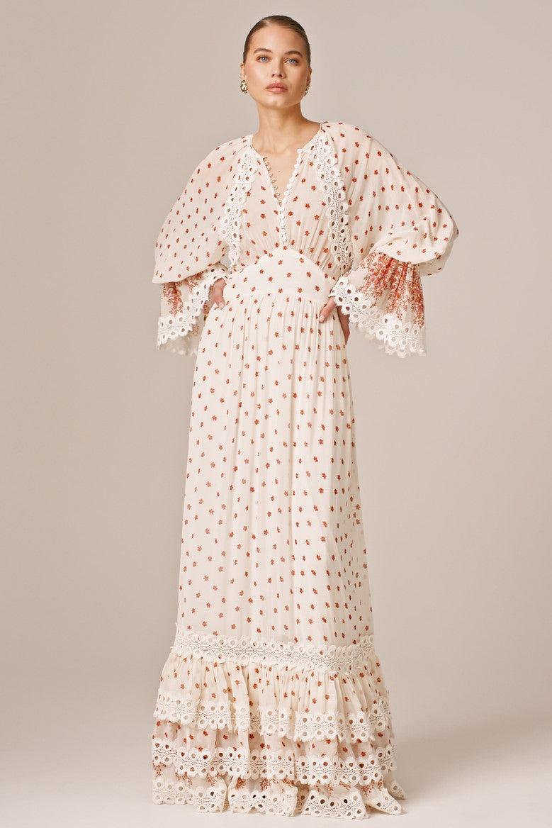 V-neck Waist Maxi Dress