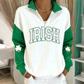 Comstylish Women's Irish St. Patrick's Day Shamrock Print Zip Up Sweatshirt