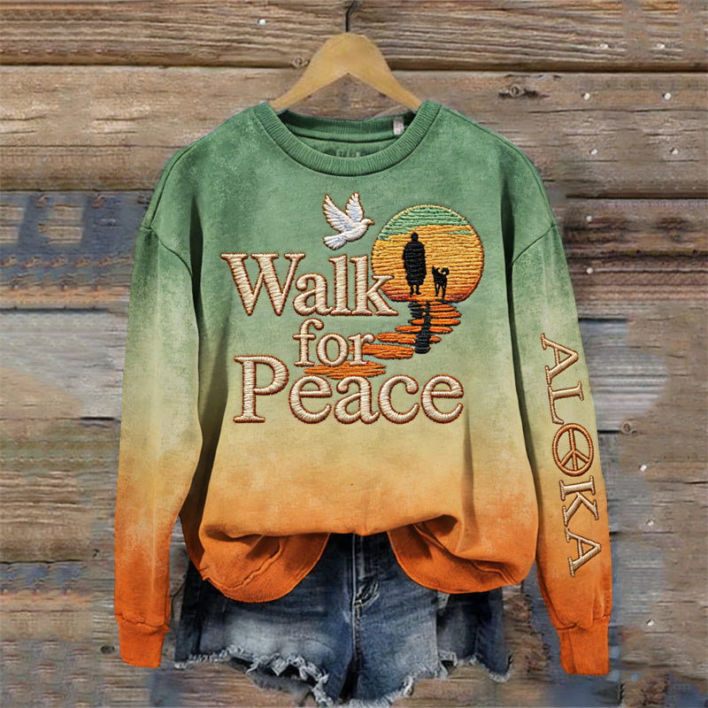 Comstylish Walk For Peace Aloka Mission Journey Gradient Sweatshirt