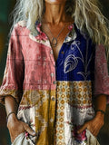 Women's Vintage Bohemian Pattern Art Print Casual Cotton Linen Shirt