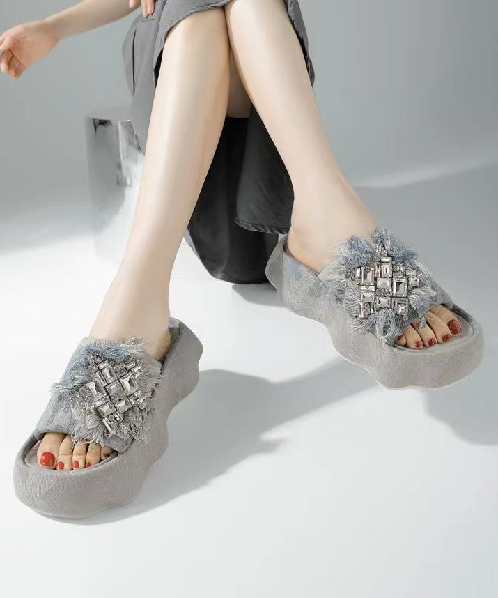 Boutique Tassel Zircon Platform Slide Sandals Ag1002