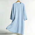 Comstylish Women's Vintage Stripe Art Linen Dress