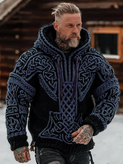 Men's Viking Celtic Pattern Art Cozy Hooded Sweater artswardrobe