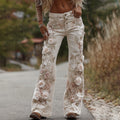 Women's Classic Rose Floral Embroidery Art Loose Jeans elevenforest