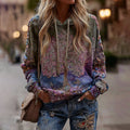 Women's Gradient Life Of Tree Embroidery Art Cozy Hooded elevenforest